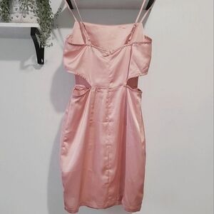 Pretty Little Thing- Rose Satin Cut Out Side Bodycon Dress